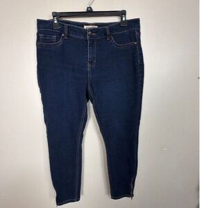 Blue Spice Womens Dark Wash Skinny Jeans with Ankle Zippers Blue Size 13/31